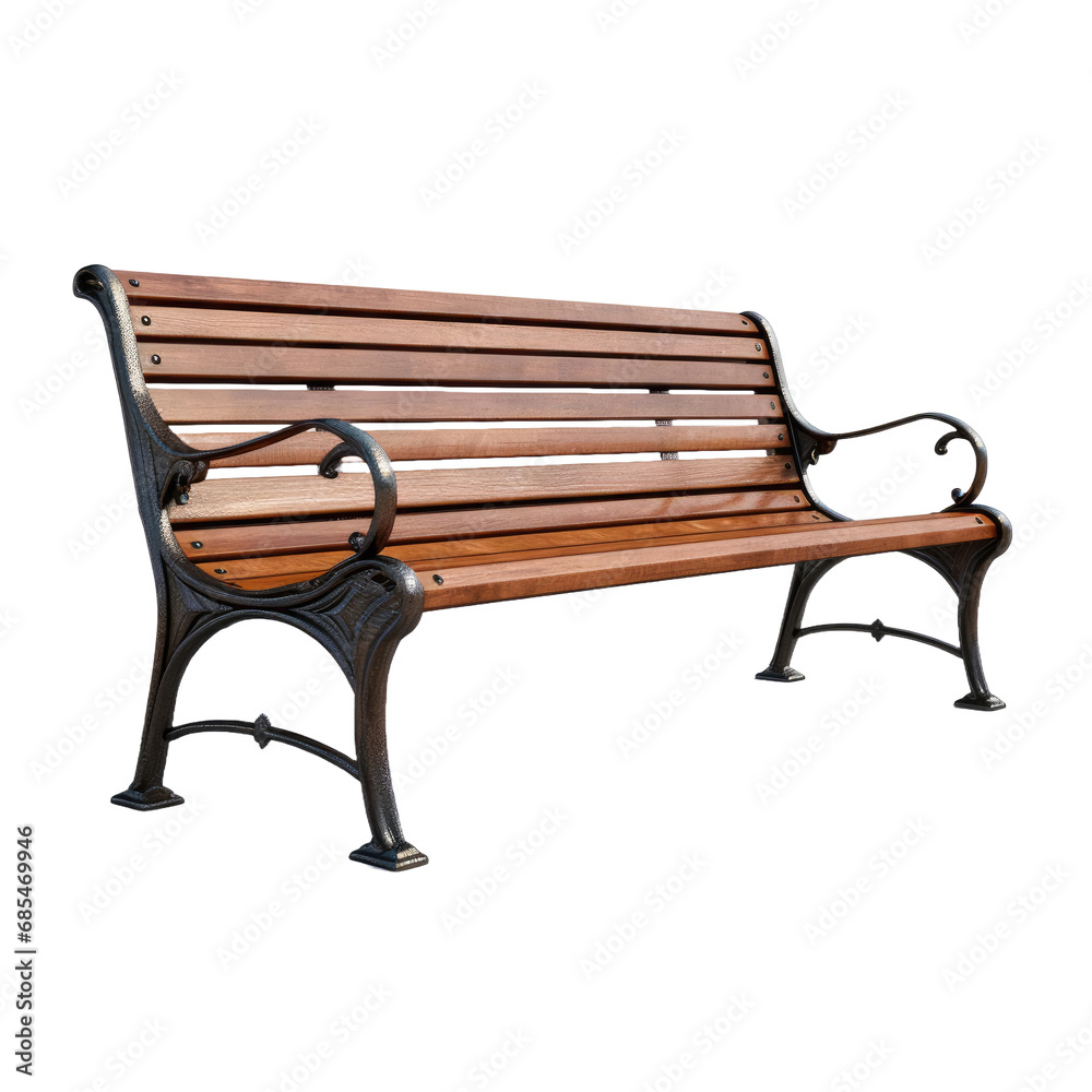 Outdoor Park bench isolated on transparent background Outdoor Park bench isolated on transparent background