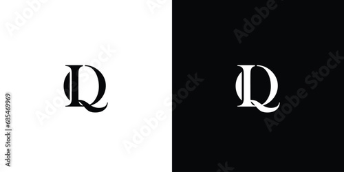 Abstract Alphabet letters Initials logo IQ in black and white color
