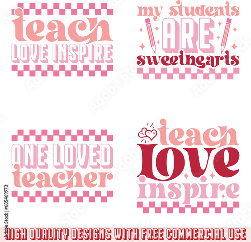 teacher retro svg design bundle and digital download