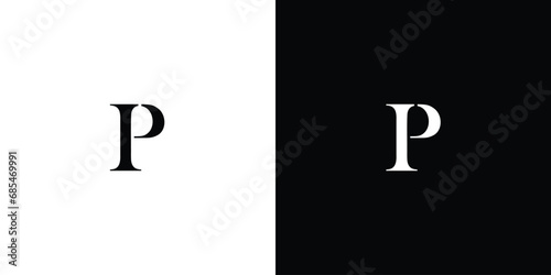 Abstract letter IP or PI logo in black and white color