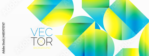Serene gradient template. Circles and triangles mingle in minimalist perfection. Gentle fusion of forms and hues creates balanced yet captivating backdrop, embodying modern sophistication