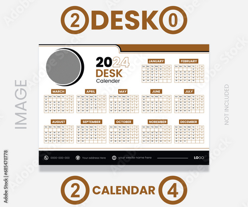 Desk calendar 2024 planner template, corporate desk calendar schedule 2024 monthly planner template.