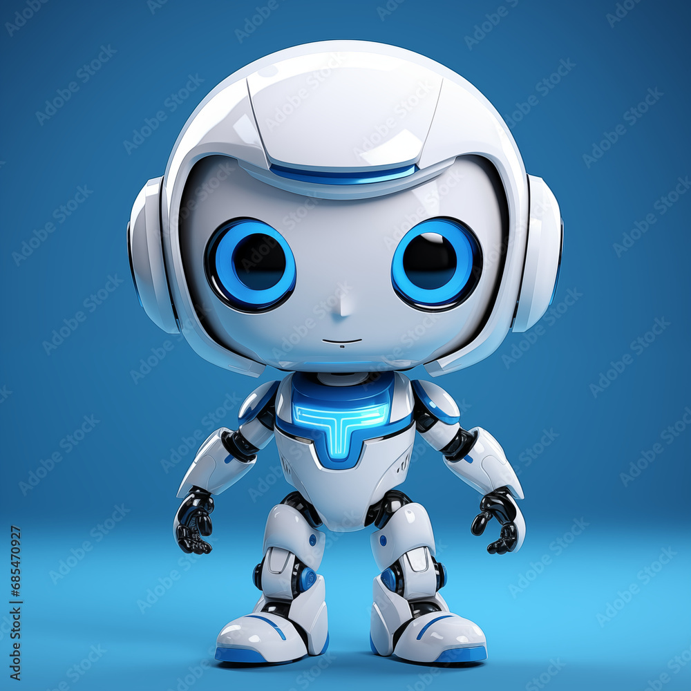 Cute robot child character, machine, technology, cyborb, futuristic