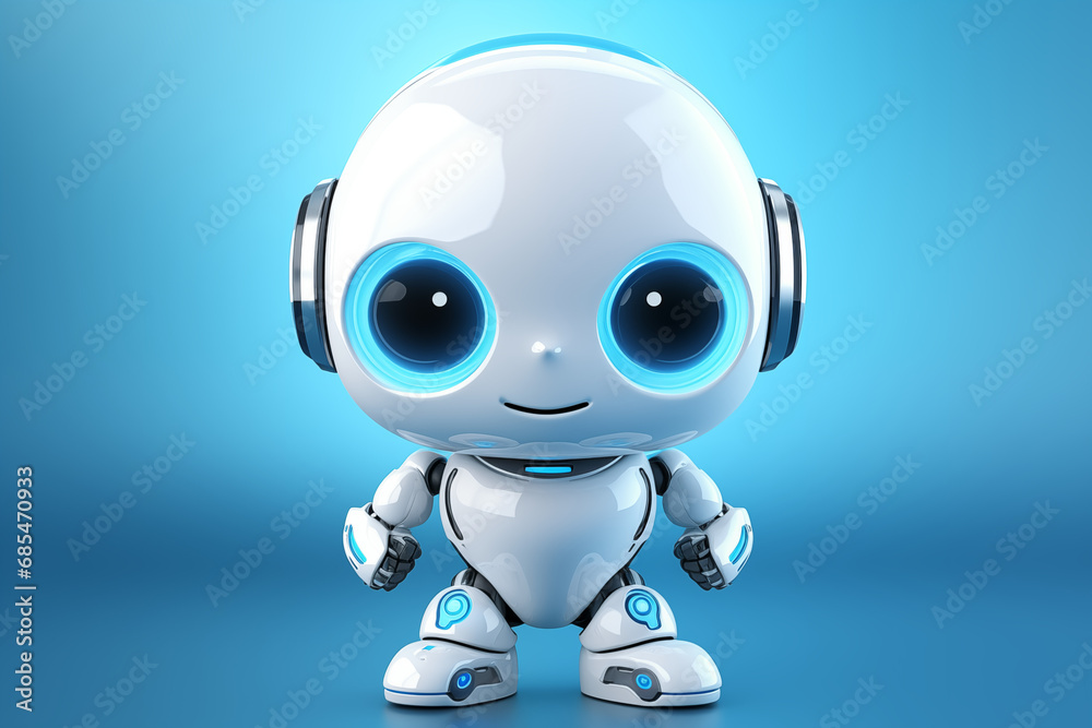 Cute robot child character, machine, technology, cyborb, futuristic