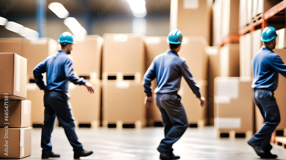 Obraz premium men working in a warehouse. Fulfillment, logistics, transportation