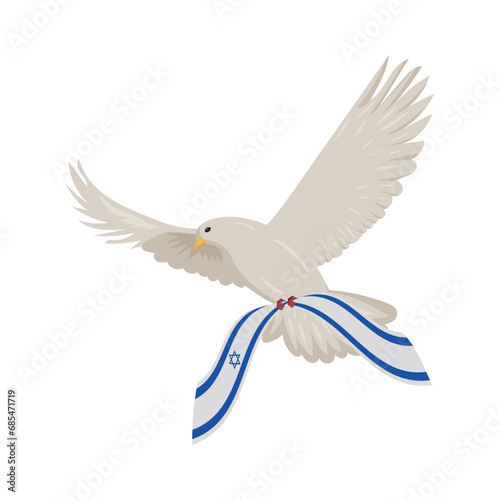 israel peace dove holding flag illustration
