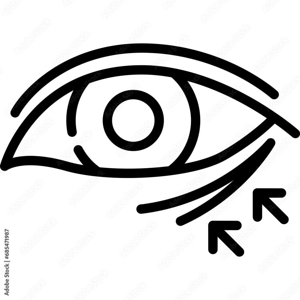 Crows feet surgery icon. Outline design. For presentation, graphic