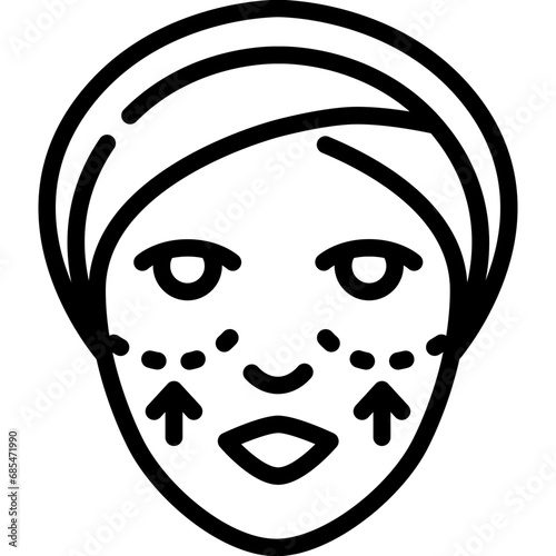 Cheekbone surgery icon. Outline design. For presentation, graphic design, mobile application. photo