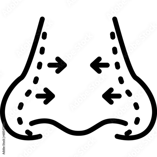 Nose surgery icon. Outline design. For presentation, graphic design, mobile application.