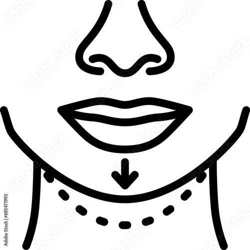 Chin surgery icon. Outline design. For presentation, graphic design, mobile application.