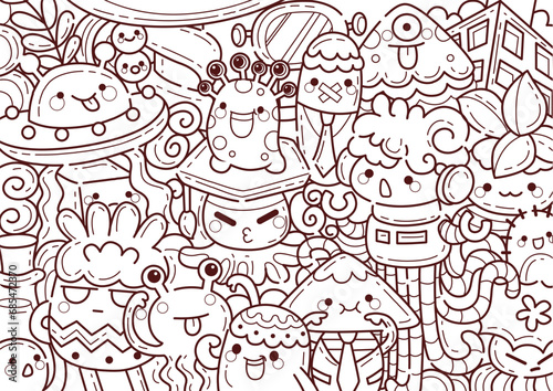 Doodle Art of Aliens.