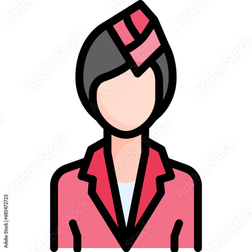Air Hostess icon. Filled outline design. For presentation, graphic design, mobile application.