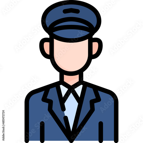 Pilot icon. Filled outline design. For presentation, graphic design, mobile application.