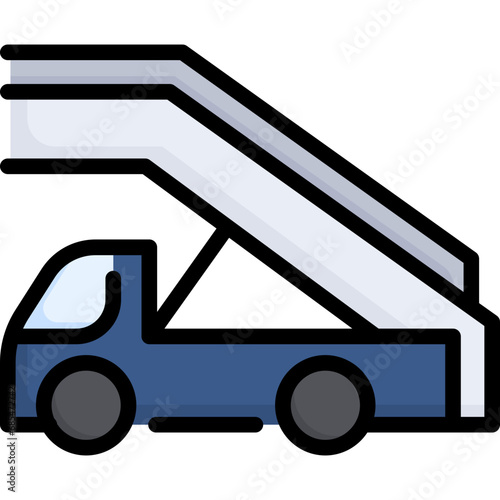 Ladder to the entrance of the aircraft icon. Filled outline design. For presentation, graphic design, mobile application.