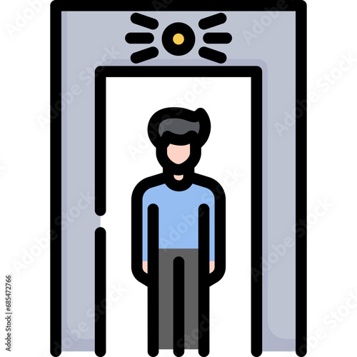 Security checkpoint icon. Filled outline design. For presentation, graphic design, mobile application.