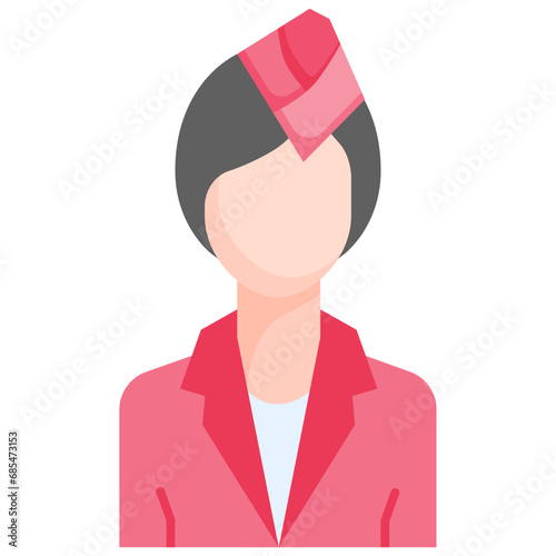 Air Hostess icon. Flat design. For presentation, graphic design, mobile application.