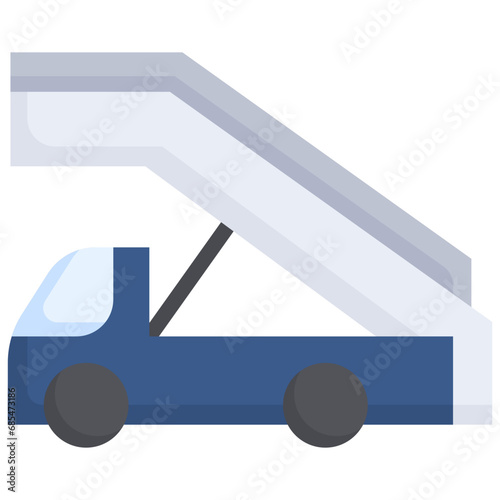 Ladder to the entrance of the aircraft icon. Flat design. For presentation, graphic design, mobile application.
