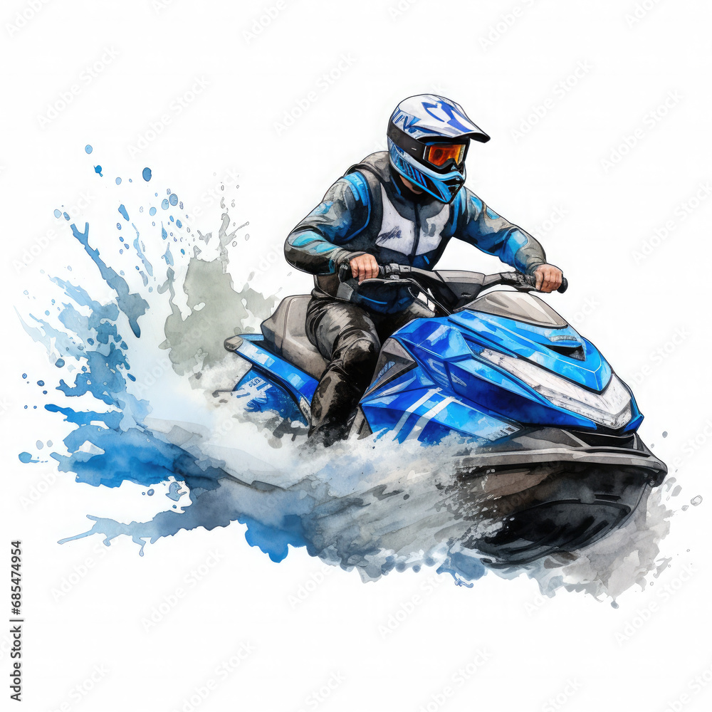 Jet skiing Illustration, Generative Ai Jet skiing Illustration, Generative Ai