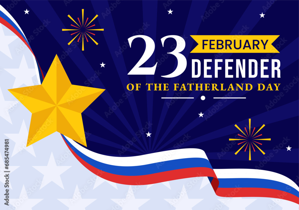 Defender of the Fatherland Day Vector Illustration on 23 February with Russian Flag and Star in National Holiday of Russia Flat Cartoon Background Defender of the Fatherland Day Vector Illustration on 23 February with Russian Flag and Star in National Holiday of Russia Flat Cartoon Background