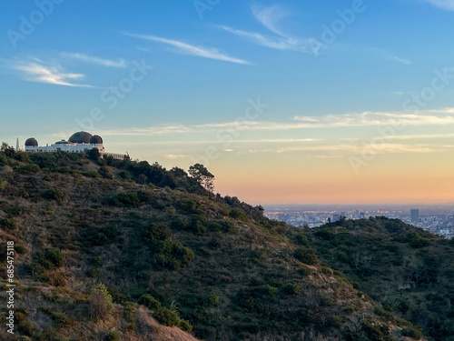 Sunset View of Griffith Observatory Overlooking Los Angeles