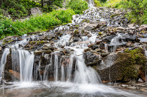 View from the bottom of Vidae Falls at Crater Lake National Park in Oregon