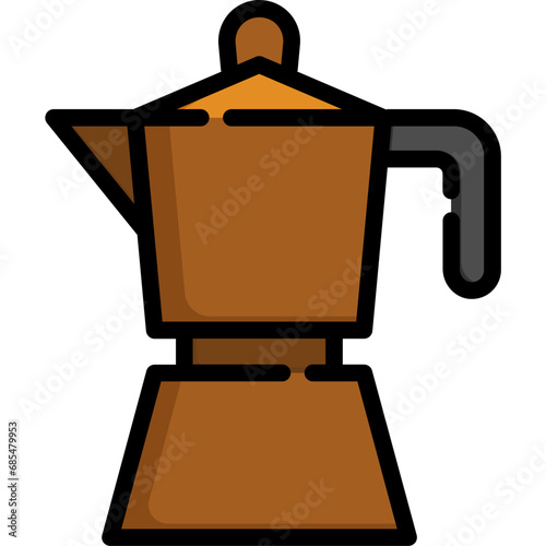 Moka pot icon. Filled outline design. For presentation, graphic design, mobile application.