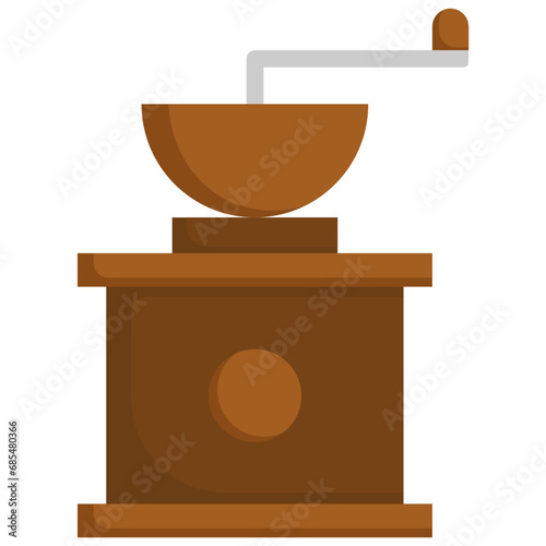 Coffee mill icon. Flat design. For presentation, graphic design, mobile application.