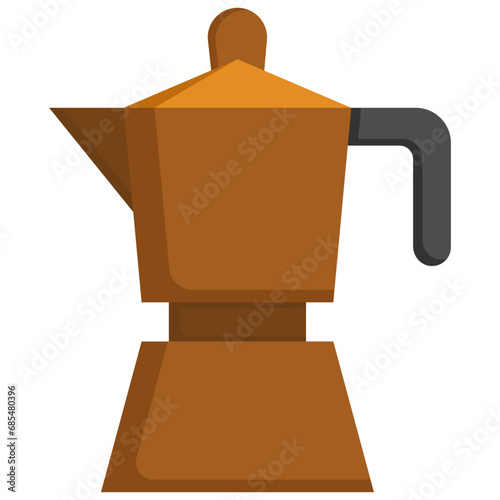 Moka pot icon. Flat design. For presentation, graphic design, mobile application.