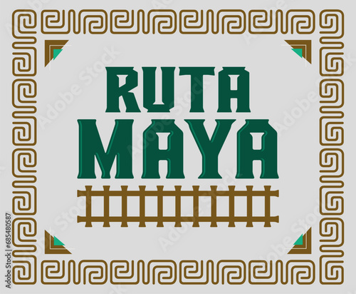 Ruta Maya, Mayan Route spanish text, Mayan spiral lines design