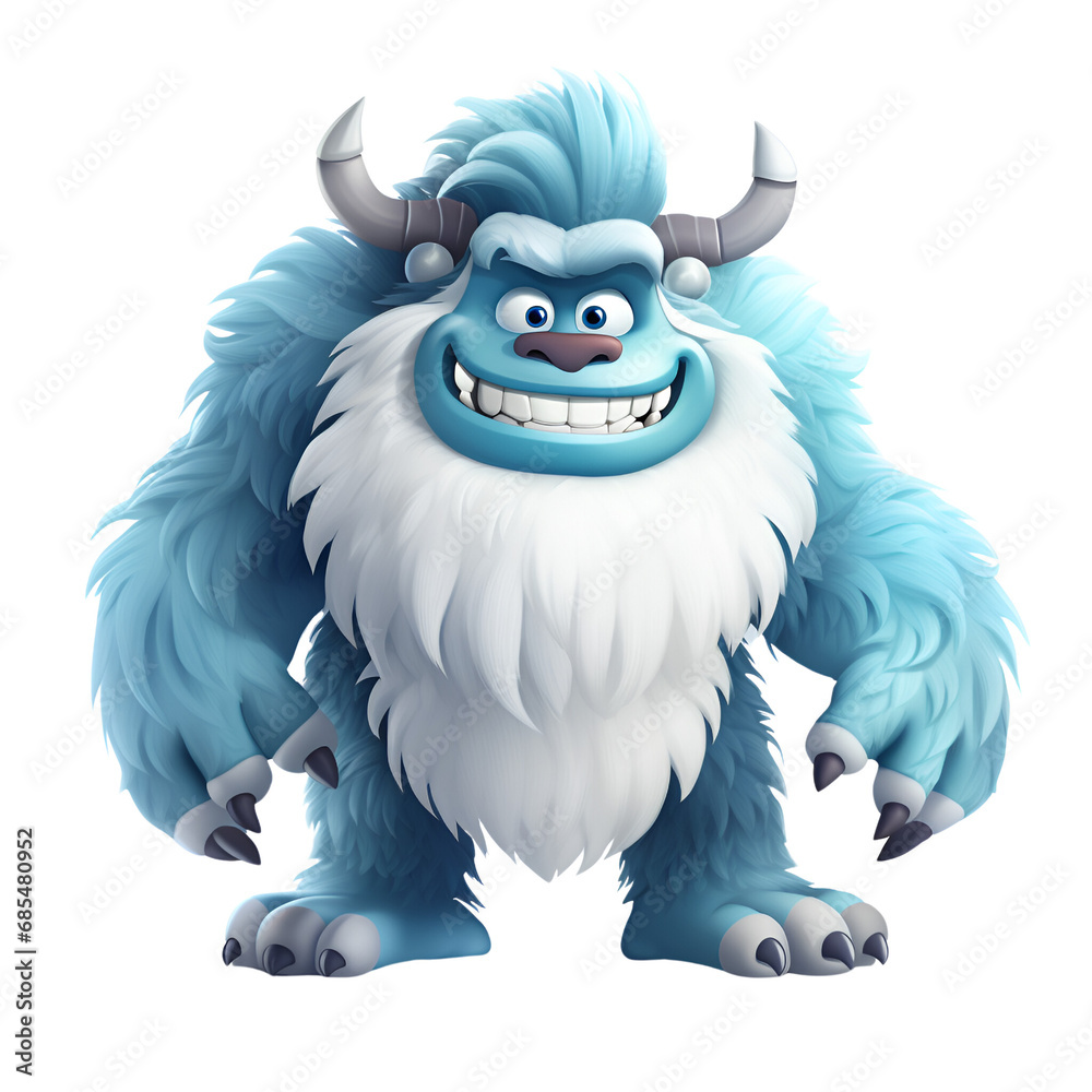 Cartoon Style Yeti Illustration Artistic Style Painting Drawing No Background Perfect for Print on Demand Merchandise