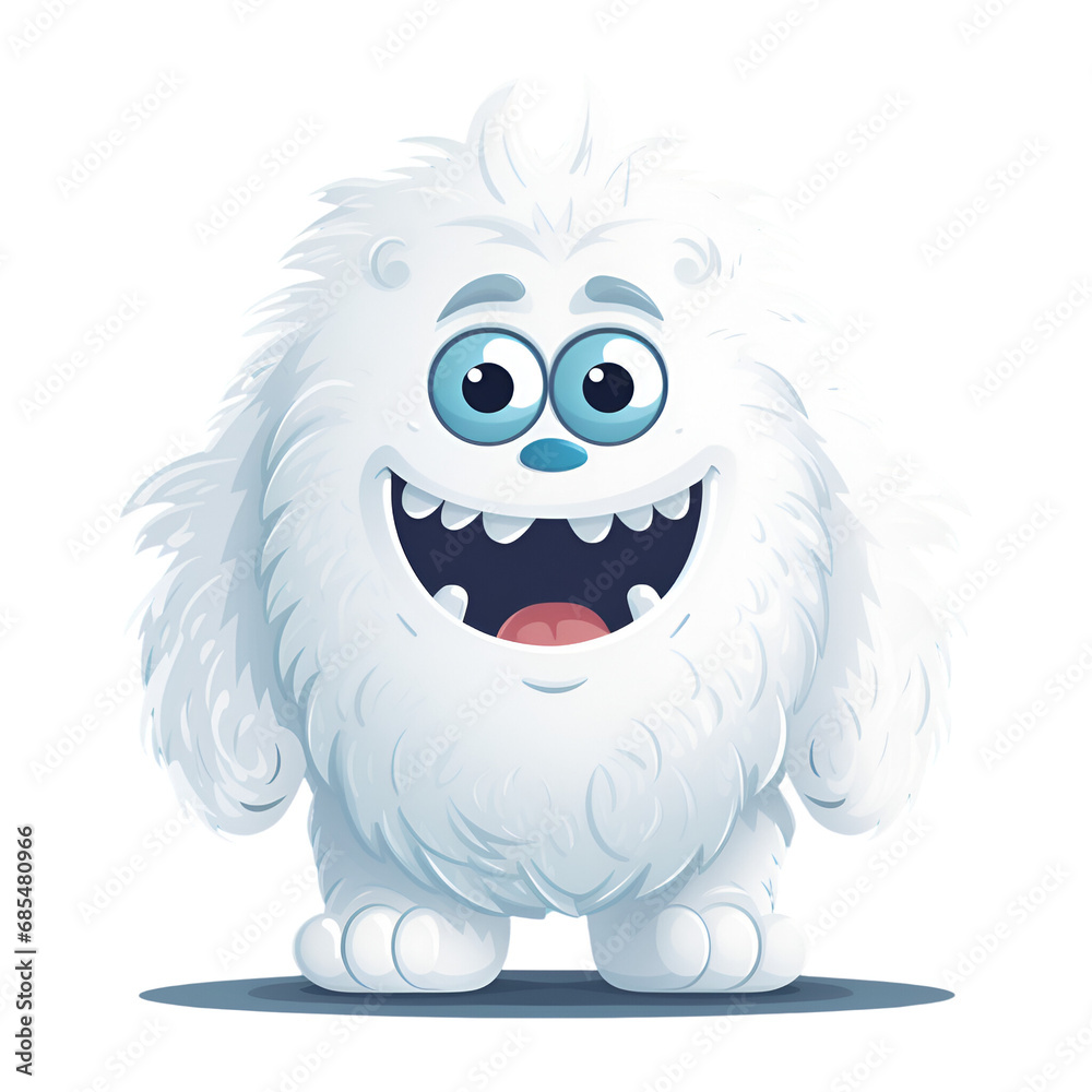 Cartoon Style Yeti Illustration Artistic Style Painting Drawing No Background Perfect for Print on Demand Merchandise