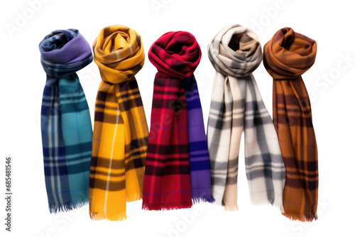 Stylish Essential: Embracing Winter with a Plaid Scarf Stay Isolated on Transparent Background