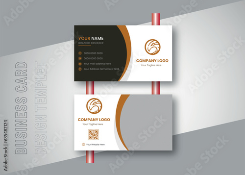 Double-sided creative business card template. Portrait and landscape orientation. H.orizontal and vertical layout. Vector illustration.