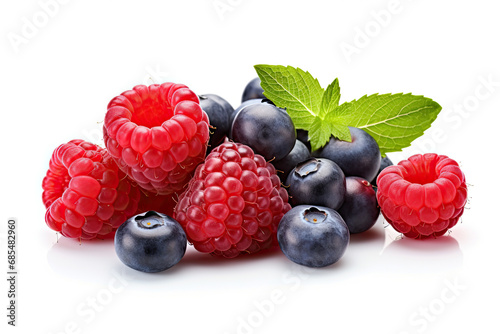 raspberry and blueberry isolated on white background