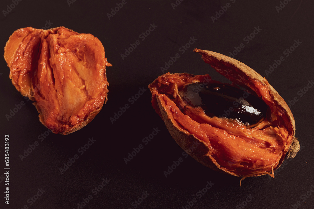 Tropical fruit mamey sliced zapote Tropical fruit mamey sliced zapote