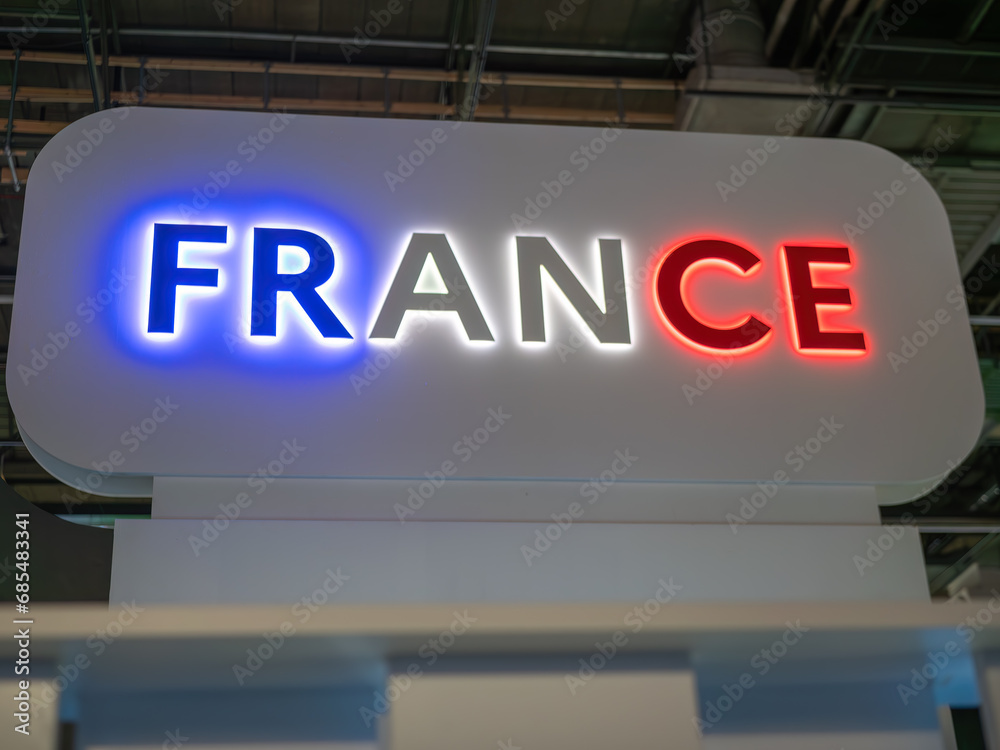 Illuminated Letters 'FRANCE' at a Trade Show Booth