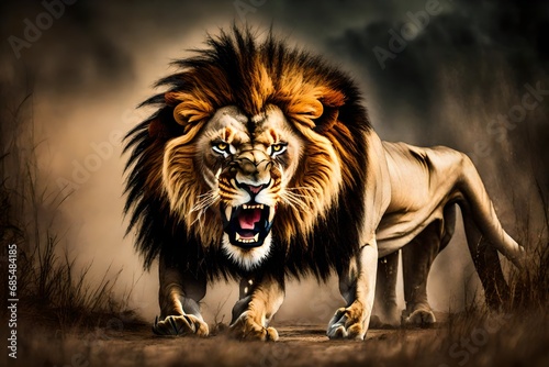 angry lion