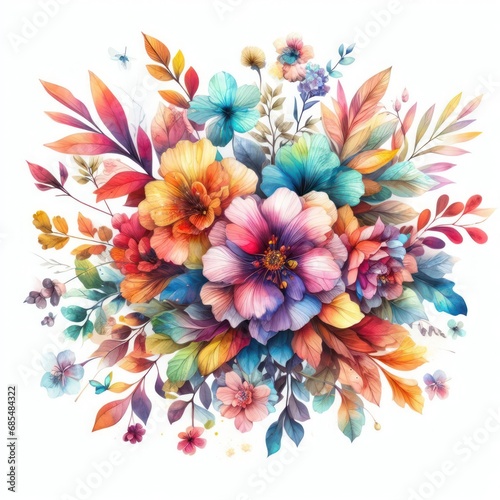 beautiful colorful, watercolor floral design on white background © clearviewstock