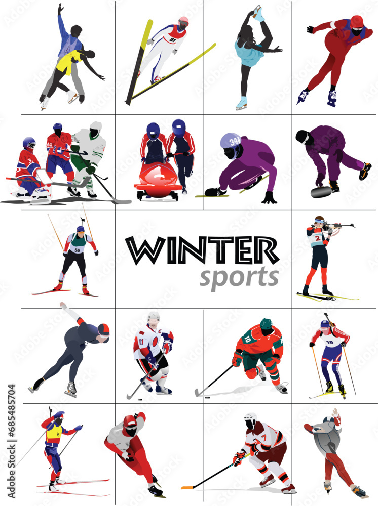 Big set of Winter sports. Vector illustration