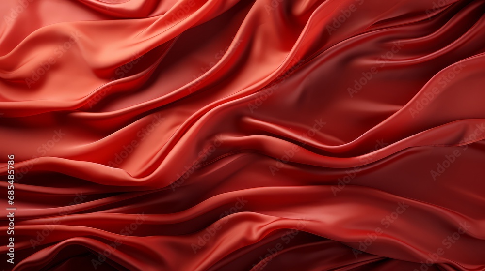 Fototapeta premium An opulent maroon silk fabric cascades in elegant folds, evoking passion and luxury in the realm of fashion and beauty