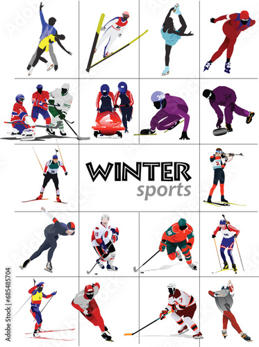 Big set of Winter sports. Vector illustration