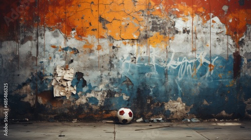 Vibrant strokes of paint adorn the street ball, a masterpiece of urban art amidst the concrete jungle