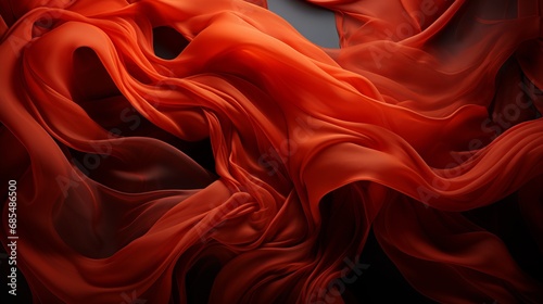 A vibrant canvas of fiery passion and soft elegance, this abstract piece enthralls with its bold strokes of peach and intricate folds of red fabric