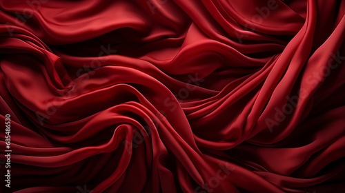 A sensuous maroon fabric cascades in elegant folds, enveloping the wearer in a fierce and fiery fashion statement photo