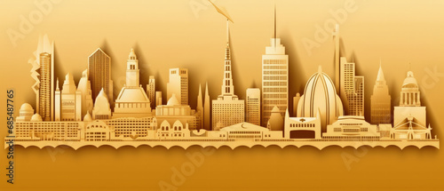 Australia Famous Landmarks Skyline Silhouette Style, Colorful, Cityscape, Travel and Tourist Attraction