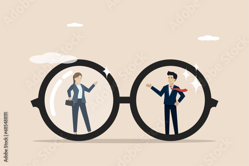 Gender bias, inequality sexism in the workplace and prejudice or discrimination against women concept.