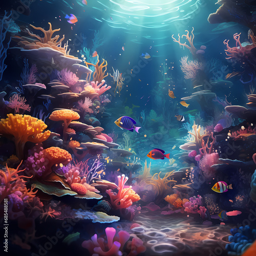 a digital fantasy interpretation of a coral reef