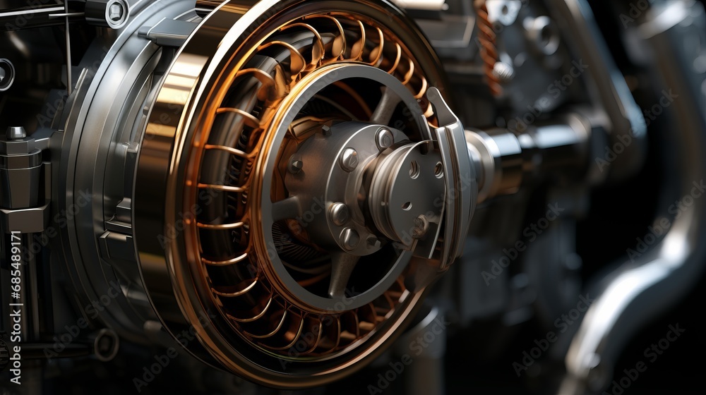 precision mechanics: intricate details of a powerful piston engine, industrial engineering background