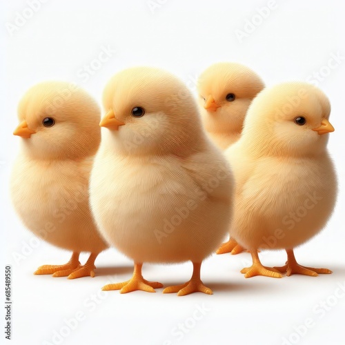 cute little fluffy baby chicks on white © clearviewstock