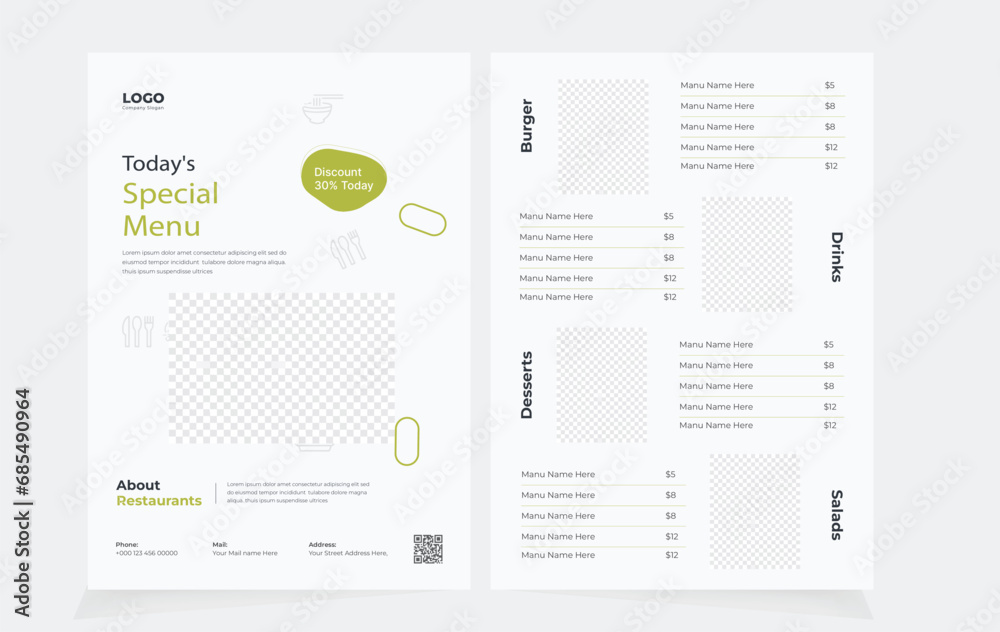 Restaurant menu flyer templates Design Restaurant menu flyer templates Design
